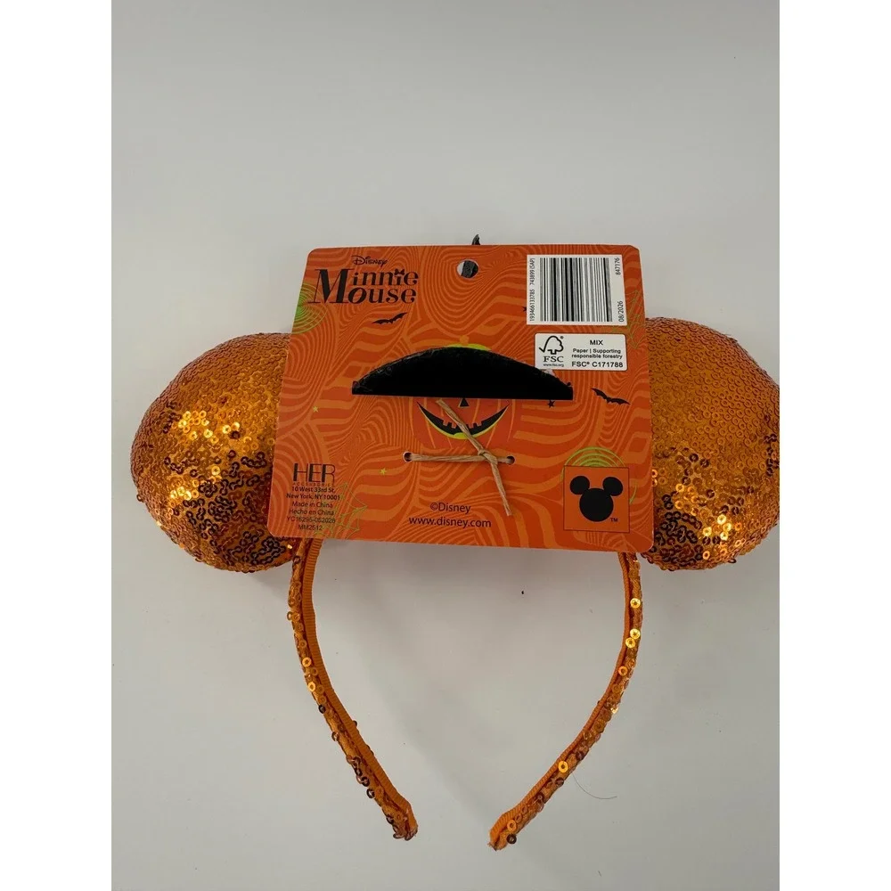 Disney Minnie Mouse Halloween Witch Hat Sequin Headband Orange Black MM2512